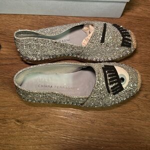 Silver glitter platform sandals